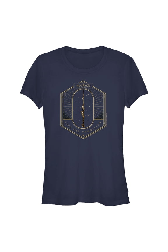 Junior's Hogwarts Legacy Live the Unwritten  Graphic Tee Navy Blue Small