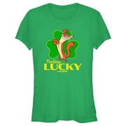 Juniors I Am Weasel Feeling Lucky Graphic Tee Kelly Green Medium