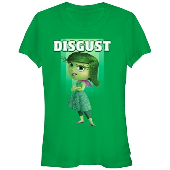 Junior's Inside Out Disgust Portrait Graphic Tee Kelly Green Large