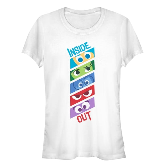 Junior's Inside Out Emotion Eyes Graphic Tee White Large