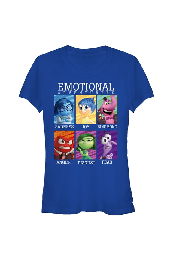 Junior's Inside Out Emotional Adventurers Graphic Tee Royal Blue 2X Large