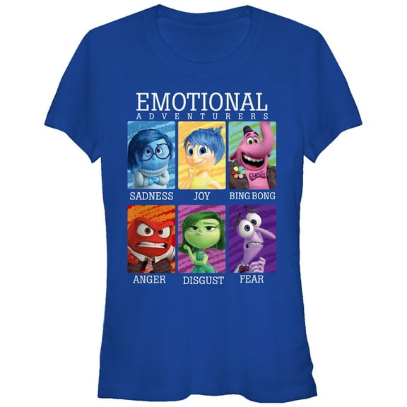 Junior's Inside Out Emotional Adventurers  Graphic Tee Royal Blue X Large