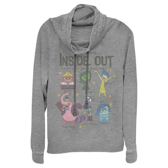 Junior's Inside Out Feeling Emotions and Bing Bong  Cowl Neck Sweatshirt