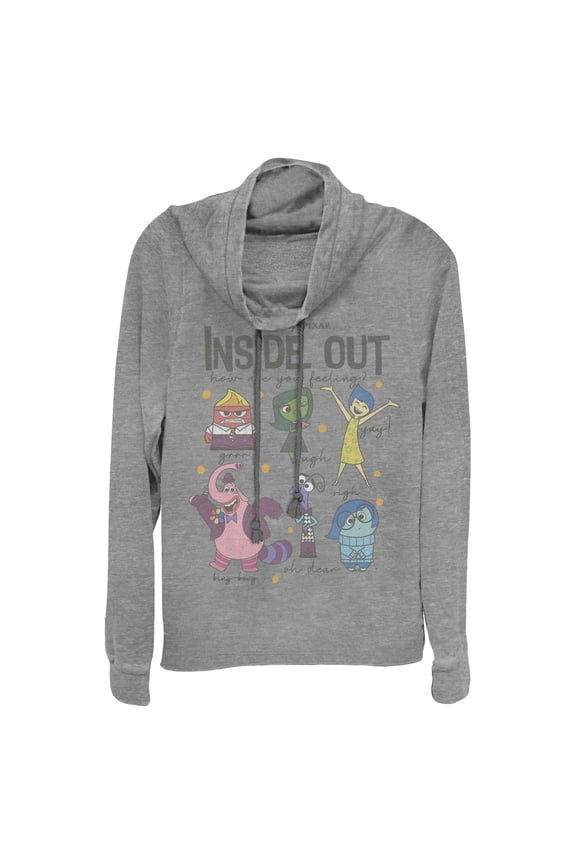 Junior's Inside Out Feeling Emotions and Bing Bong  Cowl Neck Sweatshirt