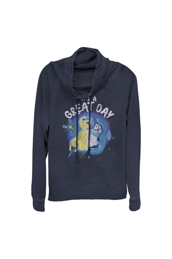 Junior's Inside Out It’s a Great Day  Cowl Neck Sweatshirt