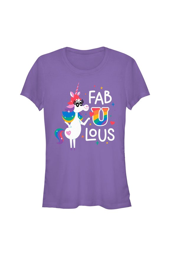 Junior's Inside Out Rainbow Unicorn Fab U Lous Graphic T-Shirt