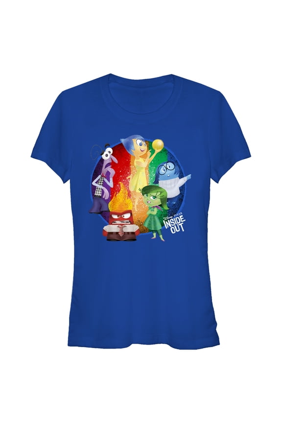 Junior's Inside Out Riley's Emotions Circle Graphic Tee Royal Blue Small