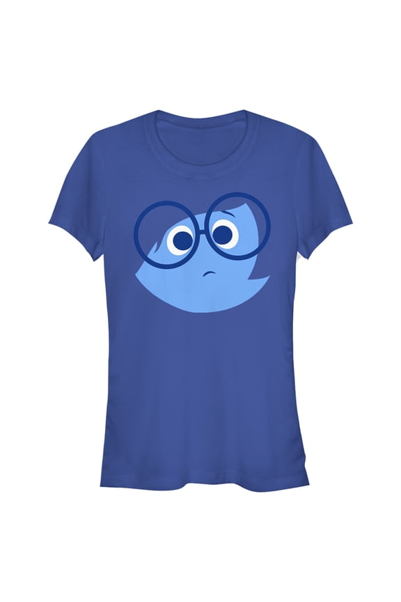Junior's Inside Out Sad Face Halloween Graphic Tee Royal Blue 2X Large