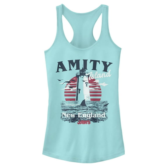 Junior's Jaws Amity Island New England Lighthouse Racerback Tank Top