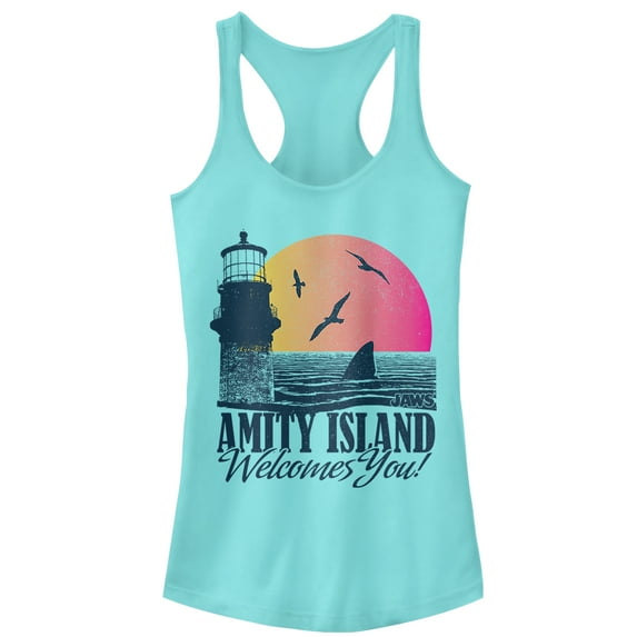Junior's Jaws Amity Island Tourist Welcome Racerback Tank Top