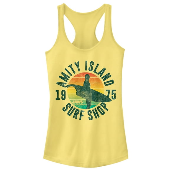 Junior's Jaws Retro Amity Island Surf Shop Racerback Tank Top