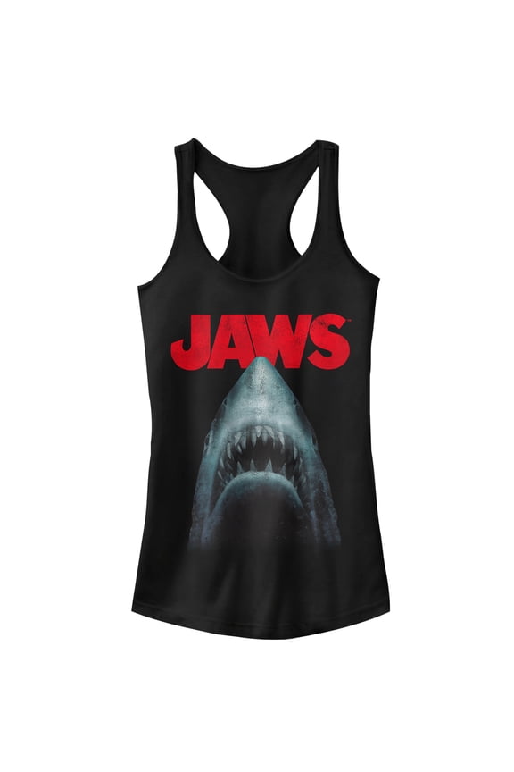 Junior's Jaws Shark Teeth Poster Racerback Tank Top