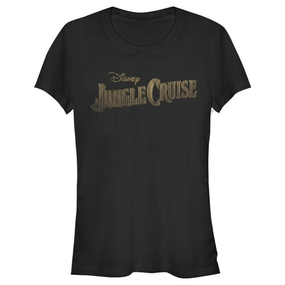 Junior's Jungle Cruise Distressed Logo Graphic Tee Black Large