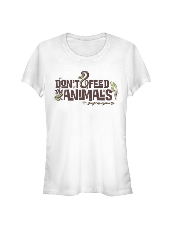 Junior's Jungle Cruise Don't Feed The Animals Logo Graphic Tee White Large