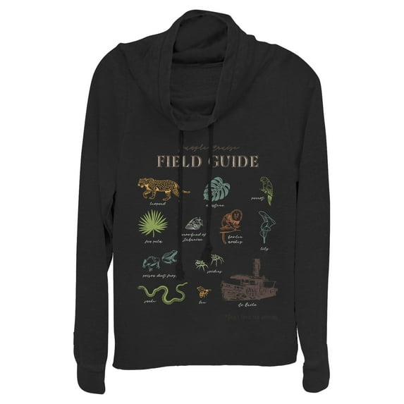 Junior's Jungle Cruise Field Guide Cowl Neck Sweatshirt Black Large
