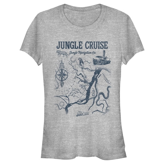 Junior's Jungle Cruise Map of the Jungle Graphic Tee Athletic Heather 2X Large