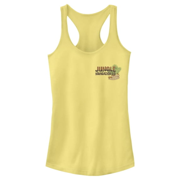 Junior's Jungle Cruise Navigation Co. Logo Racerback Tank Top Banana X Small