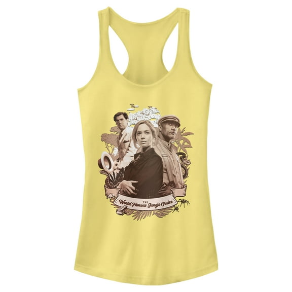 Junior's Jungle Cruise Retro Cast Photo Racerback Tank Top Banana Small