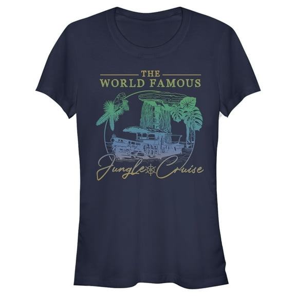 Junior's Jungle Cruise The World Famous La Quila Ombre  Graphic Tee Navy Blue Medium