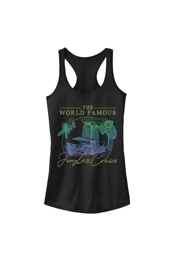 Junior's Jungle Cruise The World Famous La Quila Ombre Racerback Tank Top Black X Large