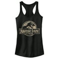 thumbnail image 1 of Junior's Jurassic Park Camo Logo  Racerback Tank Top Black X Large, 1 of 4