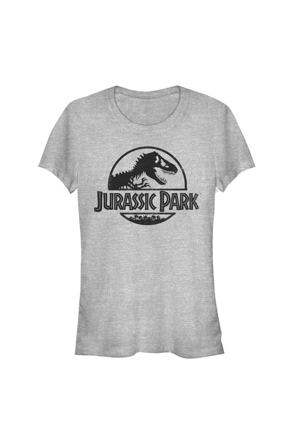 Junior's Jurassic Park Classic Logo  Graphic Tee Athletic Heather Medium
