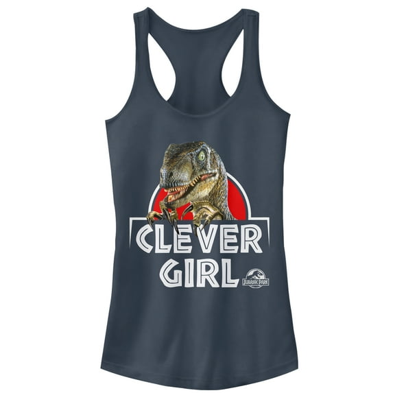 Junior's Jurassic Park Clever Girl Raptor Racerback Tank Top Indigo Medium