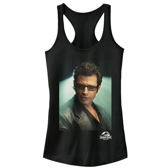 Junior's Jurassic Park Dr. Malcolm Hero Portrait Racerback Tank Top Black X Large