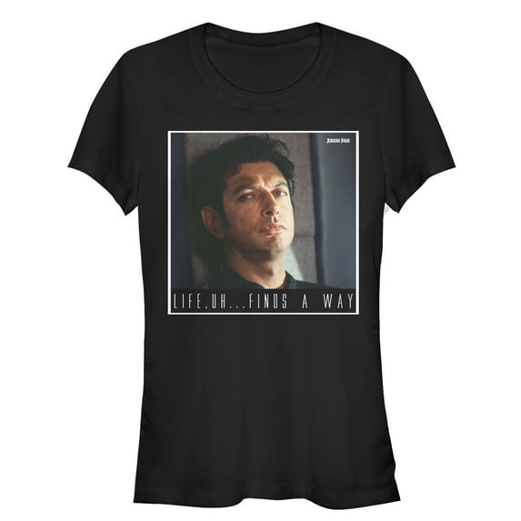 Junior's Jurassic Park Dr. Malcolm Life Uh Finds Way Graphic Tee Black Medium