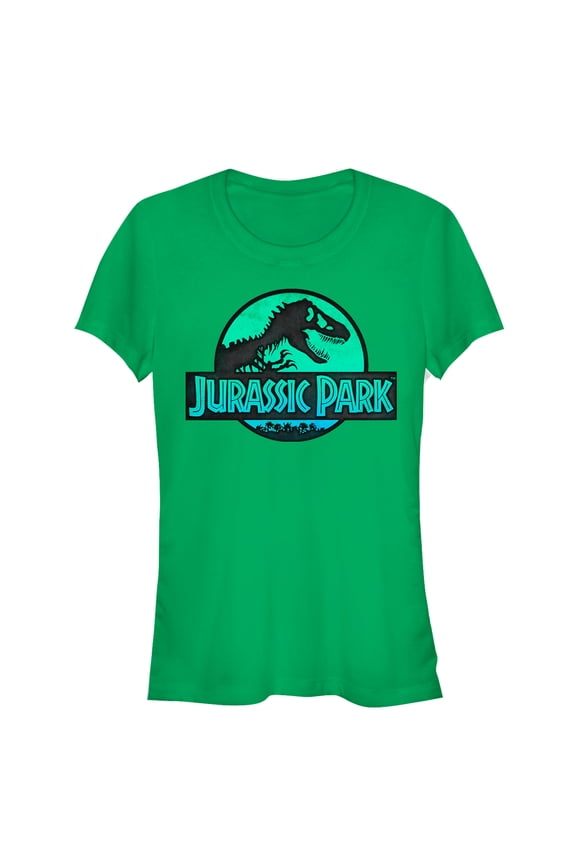 Junior's Jurassic Park Ocean Ripple Logo Graphic Tee Kelly Green Small
