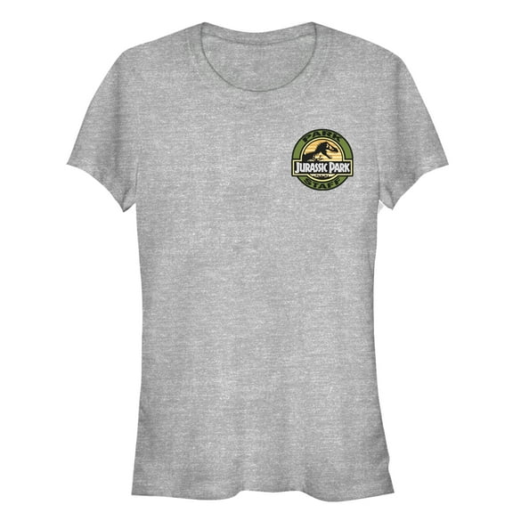 Junior's Jurassic Park Park Staff Patch  Graphic Tee Athletic Heather Small