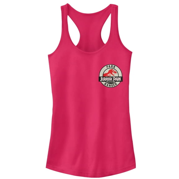 Junior's Jurassic Park Ranger Logo Badge  Racerback Tank Top Dark Pink Large