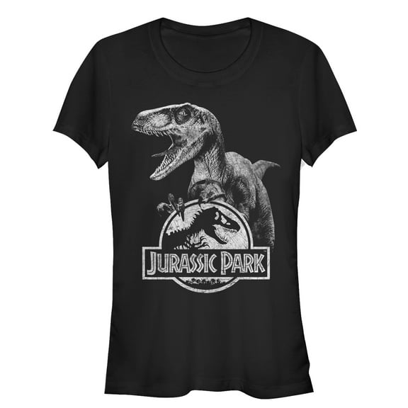 Junior's Jurassic Park Raptor Logo  Graphic Tee Black Medium