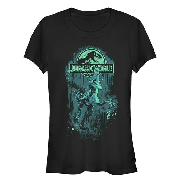 Junior's Jurassic Park Raptor on the Loose  Graphic Tee Black Medium