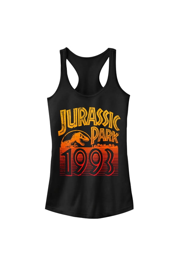 Junior's Jurassic Park Retro 1993 Racerback Tank Top Black Large