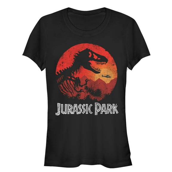 Junior's Jurassic Park Skeleton Desert Logo Graphic Tee Black Large