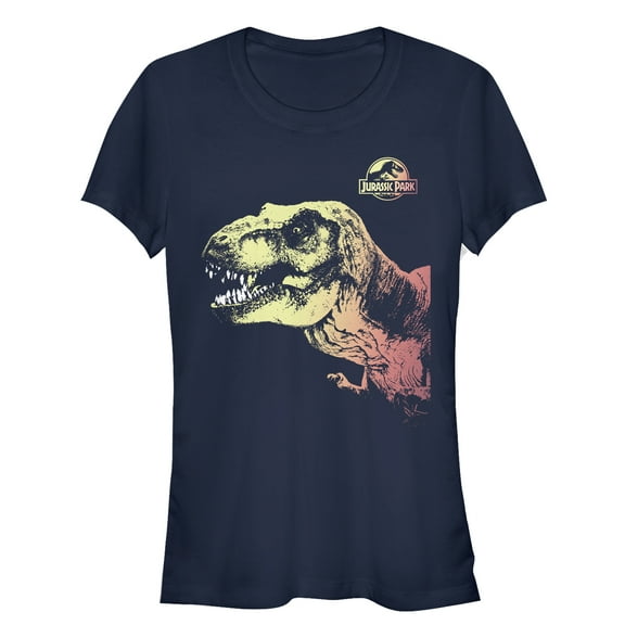 Junior's Jurassic Park Sneaky T. Rex Graphic Tee Navy Blue 2X Large
