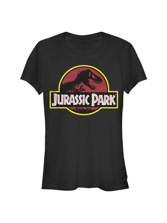 Junior's Jurassic Park T Rex Logo Graphic Tee Black X Large