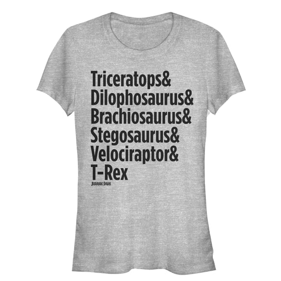 Junior's Jurassic Park Triceratops and Dilophosaurus Graphic Tee Athletic Heather Medium