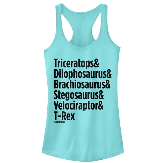 Junior's Jurassic Park Triceratops and Dilophosaurus Racerback Tank Top Cancun Large