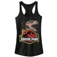 thumbnail image 1 of Junior's Jurassic Park Velociraptor Hooked On Logo  Racerback Tank Top Black Small, 1 of 4