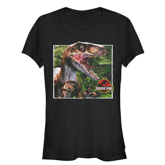 Junior's Jurassic Park Velociraptor Is Hunting You From The Jungle  Graphic Tee Black Medium