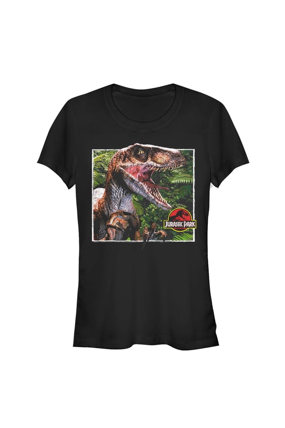 Junior's Jurassic Park Velociraptor Is Hunting You From The Jungle  Graphic Tee Black Medium