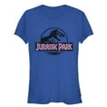 thumbnail image 1 of Junior's Jurassic Park Vintage Logo Graphic Tee Royal Blue X Large, 1 of 2