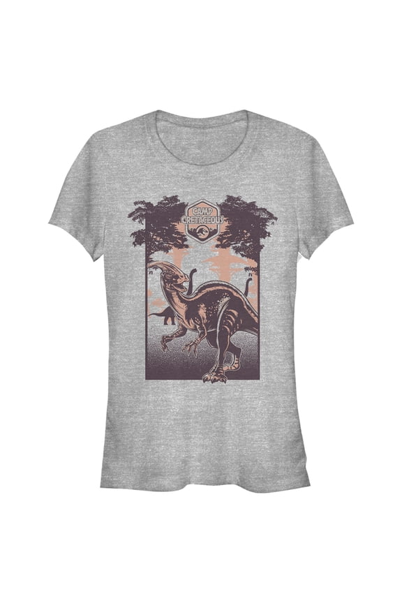 Junior's Jurassic World: Camp Cretaceous Dinosaur Travel Poster  Graphic Tee Athletic Heather Small