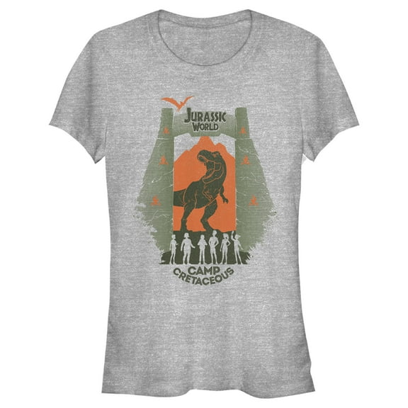 Junior's Jurassic World: Camp Cretaceous T-Rex Gate Graphic Tee Athletic Heather Medium