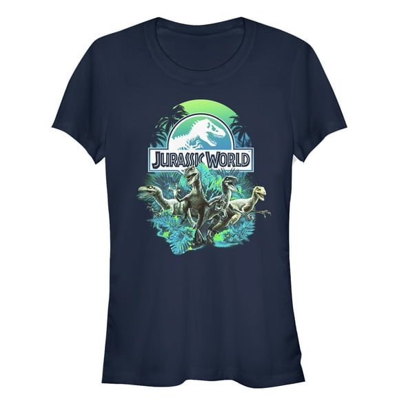 Junior's Jurassic World Dinosaur Nature Scene  Graphic Tee Navy Blue Large