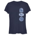 thumbnail image 1 of Junior's Jurassic World: Dominion Destination Travel Dinosaur Badges  Graphic Tee Navy Blue X Large, 1 of 3