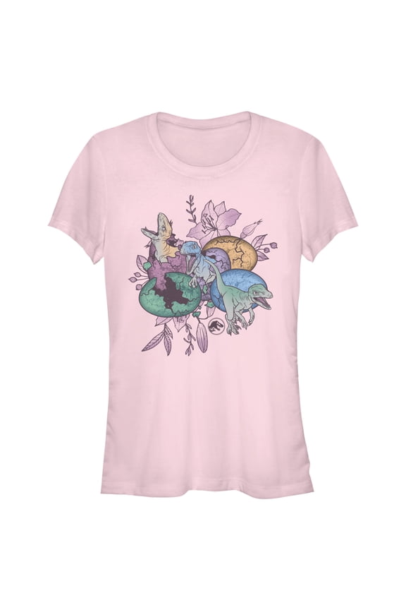 Junior's Jurassic World Easter Cracked Dinosaurs  Graphic Tee Light Pink Large