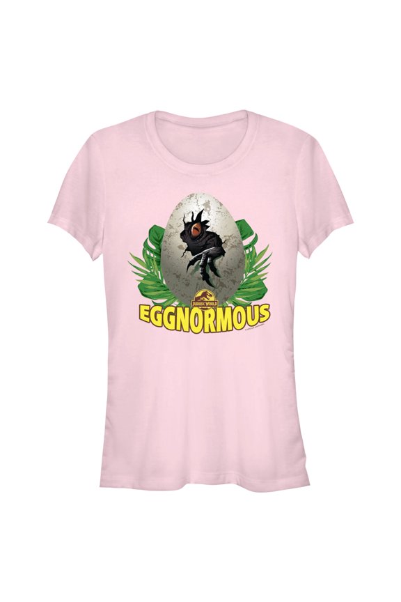 Junior's Jurassic World Easter T-Rex Eggnormous Graphic Tee Light Pink 2X Large